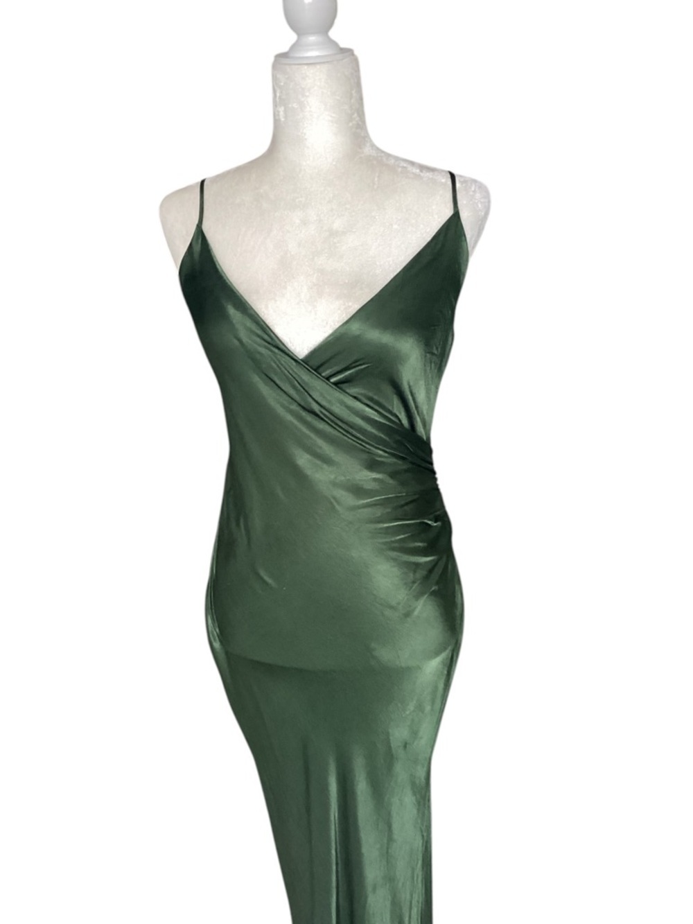 Zara Satin Effect Draped Ruched Midi Camisole Slip Dress - Medium - Picture 8 of 11